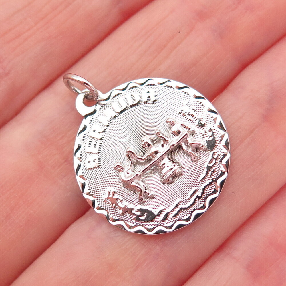 CREA 925 Sterling Silver Vintage Bermuda Dancers Mini Charm Pendant